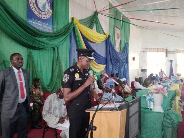 Sokoto State Police Commissioner, Mr Ussaini Gumel addressing the  stakeholders’ consultation meeting with political parties, law enforcement agents and other stakeholders ahead of campaign for 2023 elections.