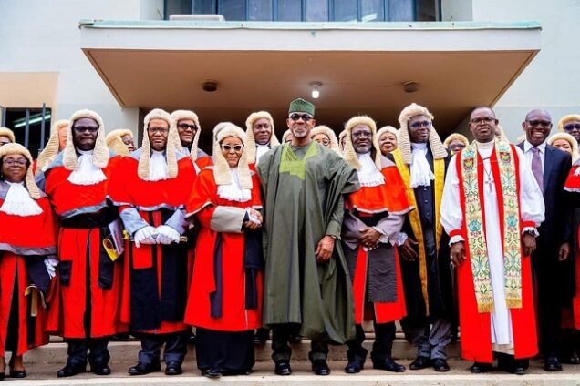 Governor Dapo Abiodun in and judicial officers in Ogun State  on Monday at the Special Church Service to usher in the 2022/2023 Legal Year held at the Cathedral of St. Peter, Ake, Abeokuta.