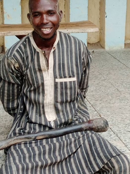 37-year-old Munkaila Ahmadu: arrested for killing father, Ahmadu Muhammad and mother, Hauwa in Zarada Sabuwa village, Gagarawa LG of Jigawa State with pestle