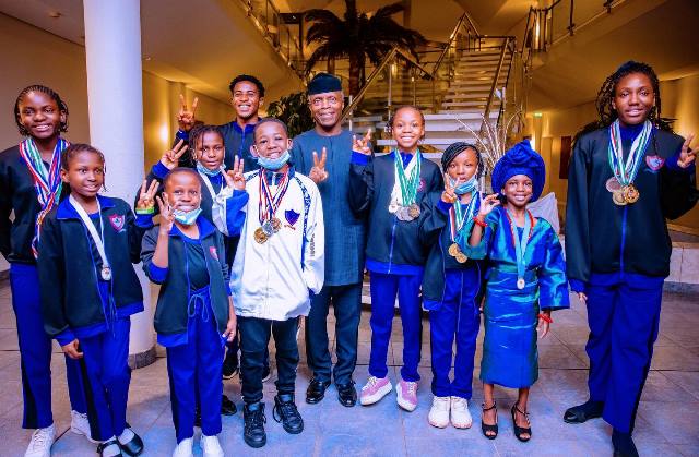 Osinbajo with the young gymnasts
