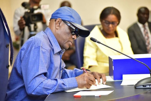 Rivers State governor, Nyesom Ezenwo Wike signing into law, the Rivers State Prohibition of the Curtailment of Women’s Right to Share in Family Property Law No. 2 of 2022; Rivers State Compulsory Treatment and Care of Victims of Gunshots Law No. 3 of 2022, and the Rivers State Pension Reform (amendment) Law No. 4 of 2022, in Government House, Port Harcourt on Thursday.