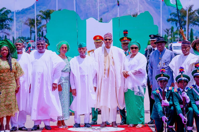 The president with his wife and others at the event
