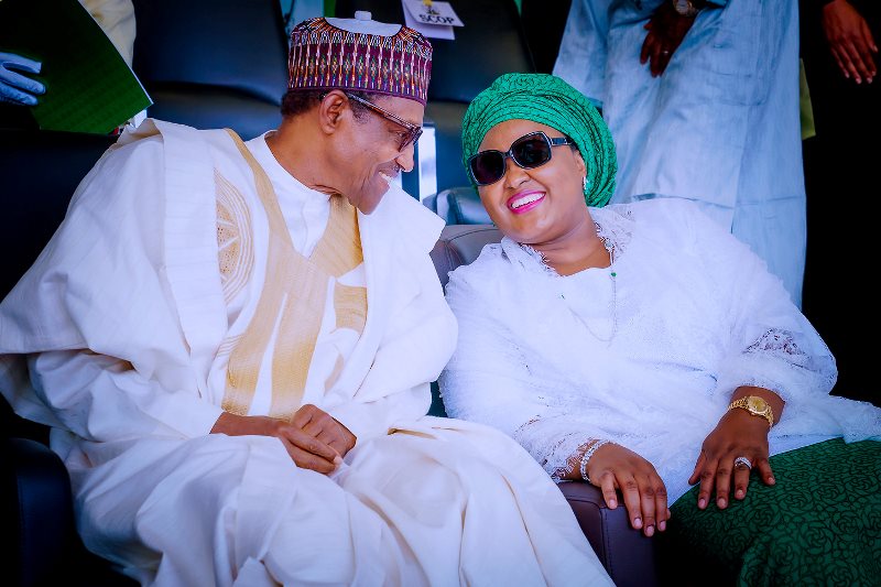 The president and his wife, Aisha at the event