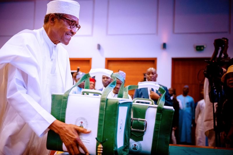 Buhari laying the budget before the National Assembly