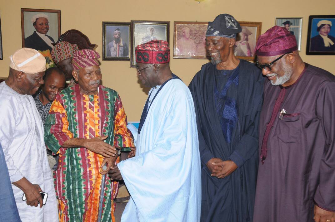 File Photo: Tinubu with Afenifere leader, Pa Fasoranti 5 years ago