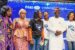 Gov. Babajide Sanwo-Olu of Lagos State (second right); founder, Africa Movie Academy Awards (AMMA) and CEO, African Film Academy, Ms Peace Anyaim-Osigwe (left) and Commissioner for Tourism, Arts and Culture, Mrs Uzamat Akinbile-Yusuf (second left) with some graduates of the African Film Academy during the graduation ceremony, at the Lagos Theatre, Igando, on Tuesday, Oct. 25, 2022