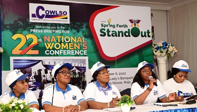 First Lady Sanwo-Olu brifing newsmen