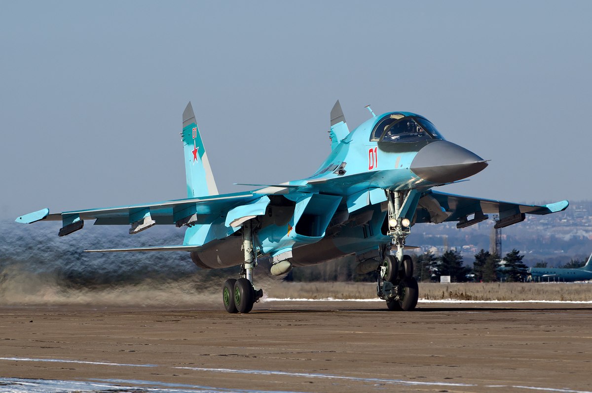 The image of a Sukhoi Su-34 the Russian military plane that crashed