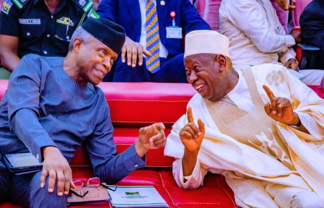 Vice President Osinbajo and Governor Ganduje at the book launch