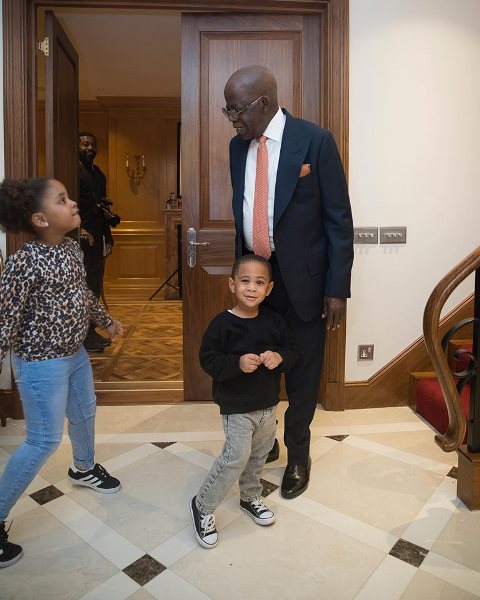 APC Presidential candidate playing with his children in London.