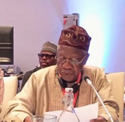 The Minister of Information and Culture, Alhaji Lai Mohammed, addressing the 64th Meeting of the UNWTO-CAF in Arusha, Tanzania, Wednesday.
