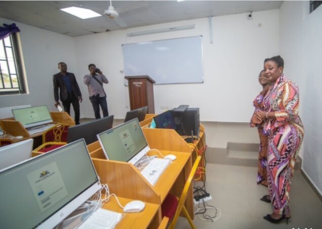 Wife of Edo State Governor, Betsy Obaseki, on Tuesday during a visit to the Edo State College of Nursing Sciences, in Benin City, where she commissioned the institution’s new ICT Hub.