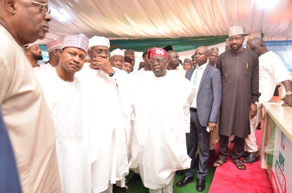 The APC Presidential candidates and others at the Abuja National Mosque for Juma'at prayers