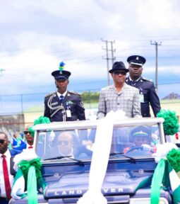 Rivers State governor, Nyesom Ezenwo Wike during inspection of guard of honour in commemoration of the 62nd independence of Nigeria at the Sharks Football Stadium in Port Harcourt on Saturday.
