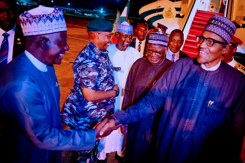The president welcomed back to Nigeria