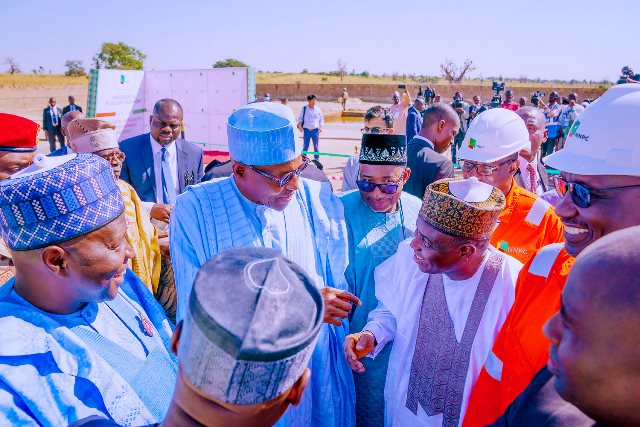 The president during the flag-off of oil exploration in Bauchi