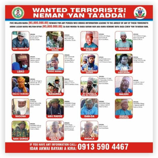 Nigeria’s military establishment releases names, identities of 19 commanders behind terrorist activities in North East, North West