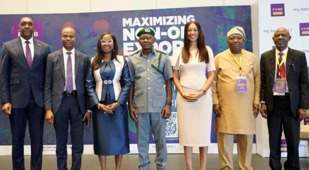 From left: Group Head, SME Banking, First City Monument Bank (FCMB), Mr. George Ogbonnaya; Regional Co-ordinator, Nigerian Export Promotion Council, Mr. Samuel Oyeyipo; President, Cocoa Association of Nigeria, Mr. Mufutau Abolarinwa and an Export Consultant, Mr. Francis Ojadi, during a Seminar on ‘’Refocusing Nigeria’s Economic Development Through Non-Oil Exports’’organisedby FCMB held on November 1, 2022 in Lagos.
