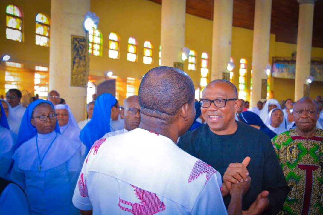 The two leaders exchange pleasantries after meeting in Awka, Anambra State