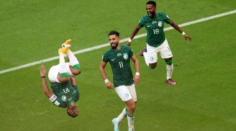 Salem Al Dawsari celebrates after scoring Saudi Arabia's winning goal