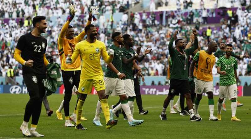 Saudi Arabians celebrate their victory