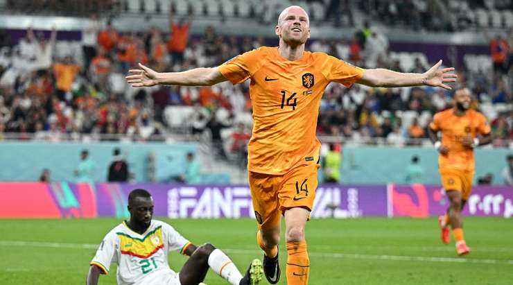 Davy Klaassen celebrates his goal for Netherlands