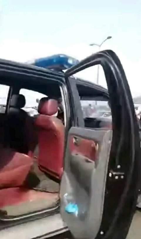 The escort vehicle in which the policemen who abducted oil company CEO Seni Awosike,were killed in Harcourt, Rivers state