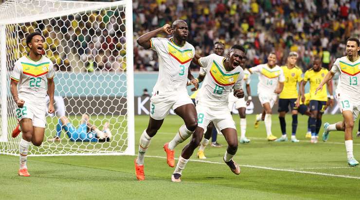 Kalidou Koulibaly celebrates his goal for Senegal