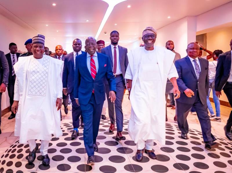Tinubu with Lalong, Sanwo-Olu and others arriving the event
