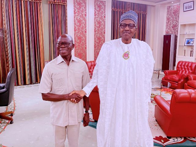 Oshiomhole with the president in Abuja