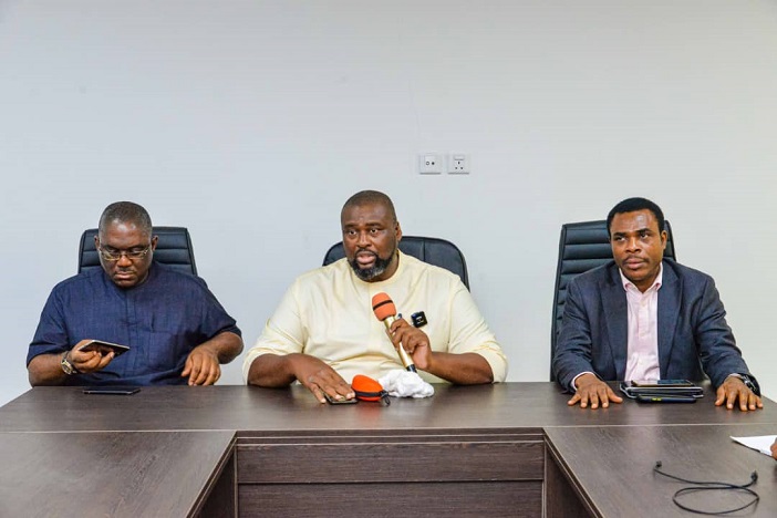 Edo state Commissioner for Budget and Finance, Joseph Eboigbe while briefing journalists and other government officials after the weekly Executive Council (EXCO).