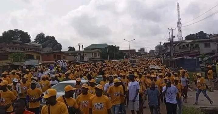 Ogun residents, supporters of APC walk in Abeokuta in support of presidential and governorship bids of Tinubu and Gov. Abiodun respectively
