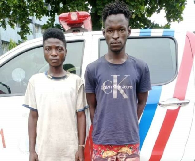 Police arrest two suspected armed robbers who allegedly attack pedestrians at the Ketu bridge on the Lagos-Ibadan Expressway.