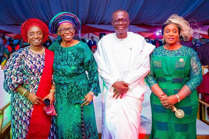 Governor Sanwo-Olu, his wife and others at the event.