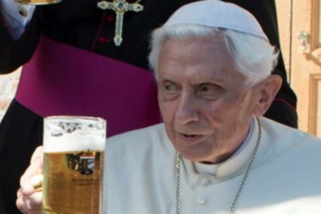 Benedict XVI with his cup of beer