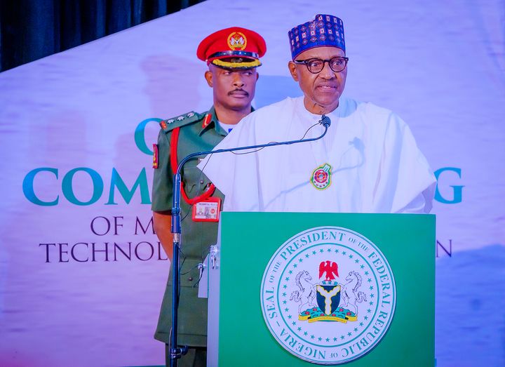 President Buhari during inauguration of NASENI headquarters in Abuja