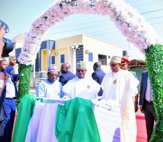 President Buhari commissioning one of the projects in Kogi State on Tuesday