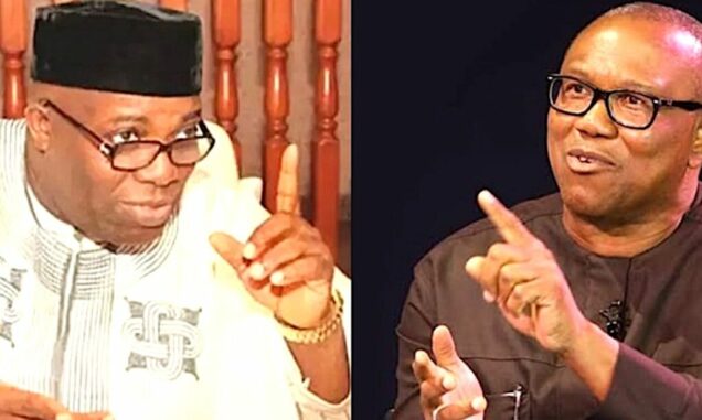 Doyin Okupe and Labour Party presidential candidate Peter Obi