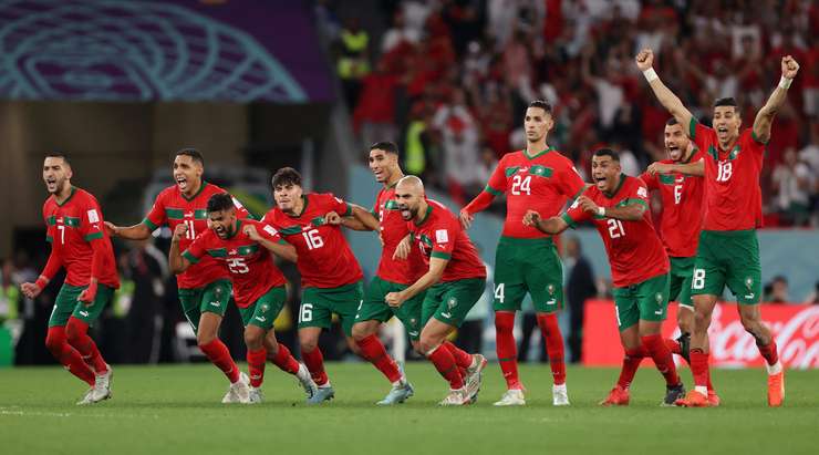 Morocco players celebrate their victory