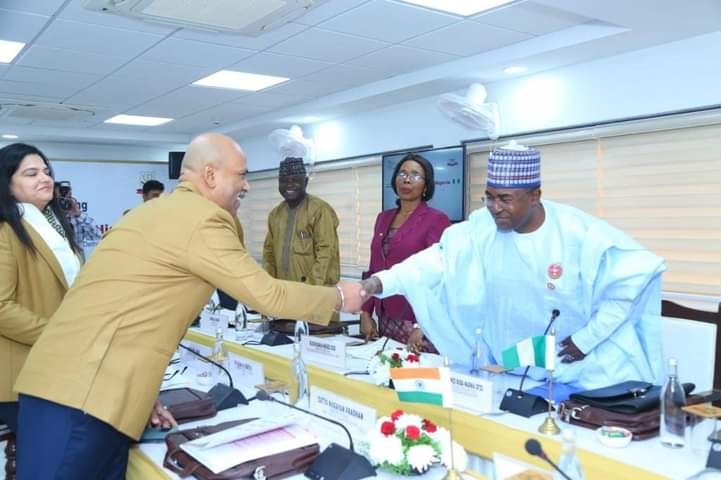 NDLEA Chairman/Chief Executive, Brig. Gen. Mohamed Buba Marwa and India , Narcotics Control Bureau, NCB, Director General, Mr. Satya Narayan Pradhan at the bilateral meeting held in New Delhi.