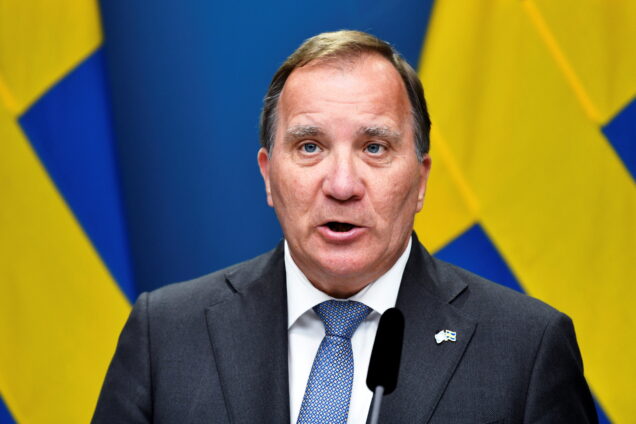 Sweden’s Prime Minister Stefan Lofven speaks during a news conference after the no-confidence vote, in Stockholm