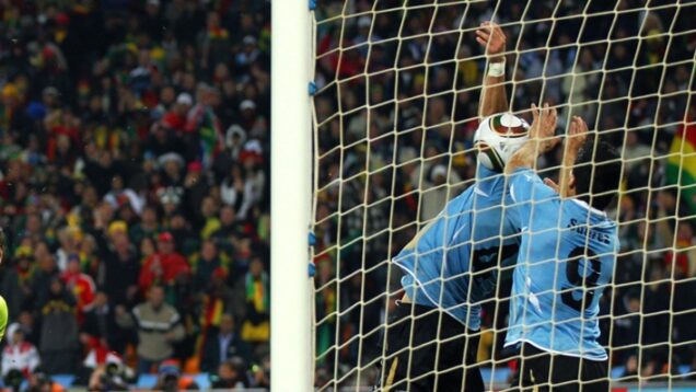 Suarez handled the ball against Ghana in 2010 to deny them a winner