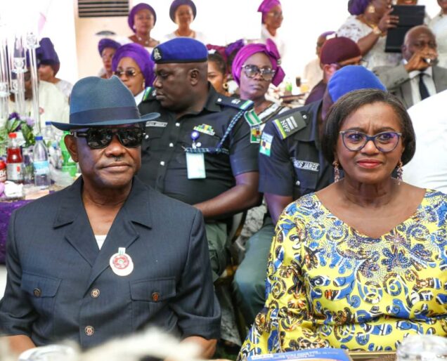 Rivers State governor,  Nyesom Ezenwo Wike (left) and his deputy, Dr Ipalibo Harry-Banigo (right), during the latter’s 70th birthday celebration in Port Harcourt on Tuesday.