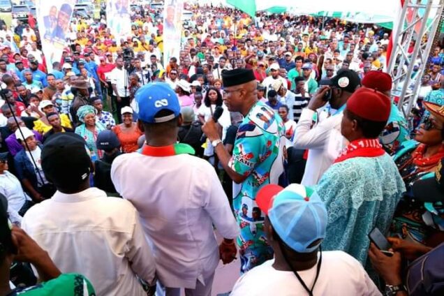 Deputy President of the Senate Ovie Omo-Agege campaigning for Bola Tinubu, other APC candidates in 2023 general elections in Delta State.