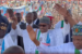 The president, with Tinubu and others during the mega rally in Bauchi