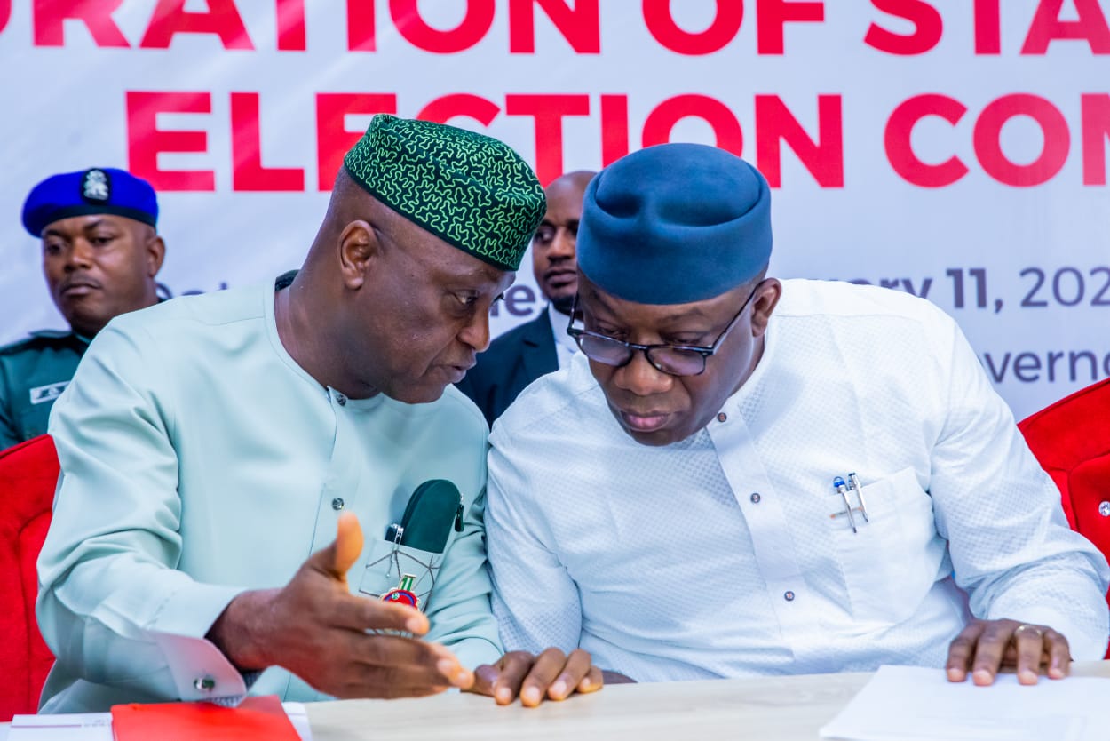 Governor Biodun Oyenbanji. left and his predecessor, Dr Kayode Fayemi at the occasion