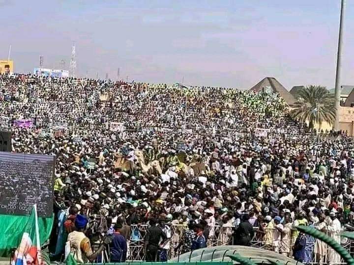 Huge crowd of APC supporters at the Sani Abacha Stadium, Kano