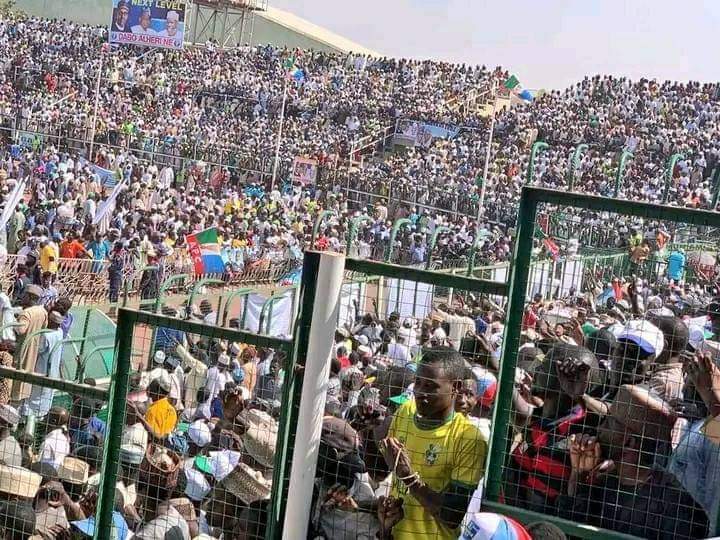 Huge crowd of APC supporters at the Sani Abacha Stadium, Kano