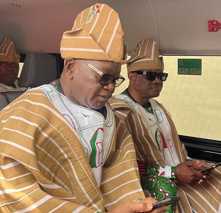 Ortom and Wike on their way to the rally