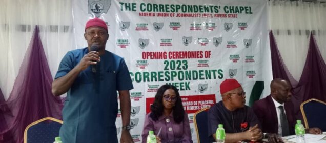 Mark Osulo, Director and Head, Voter Education and Publicity,INEC, Rivers State at Correspondents’ Chapel.